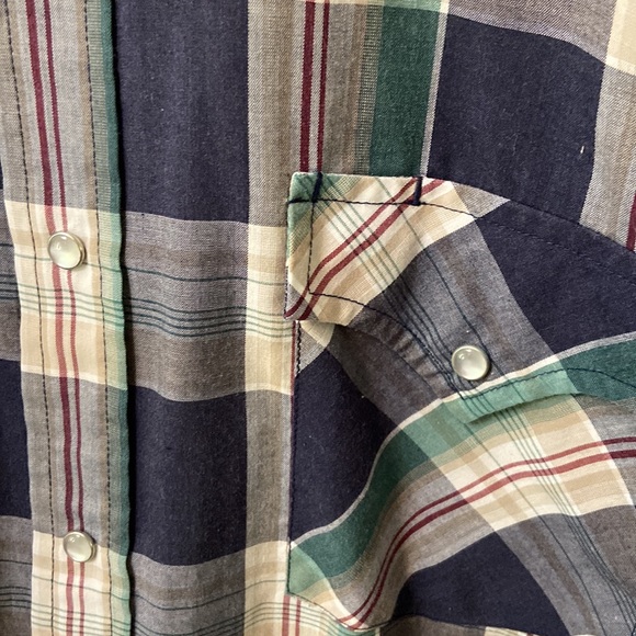 Ely Plains Mens Plaid Western Pearl Snap Short Sleeve Shirt EUC size M - Picture 3 of 6